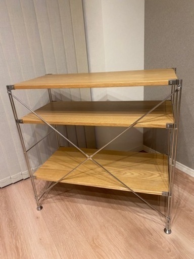 無印良品　ステンレスラック（オーク材棚）