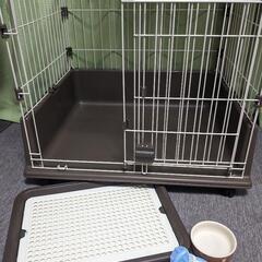 【美品（使用１日のみ）】犬用ケージ、トイレ、水飲み、器