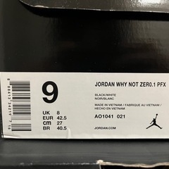 【値下げしました！】JORDAN WHY NOT ZERO 0.1 PFX 27cmの画像