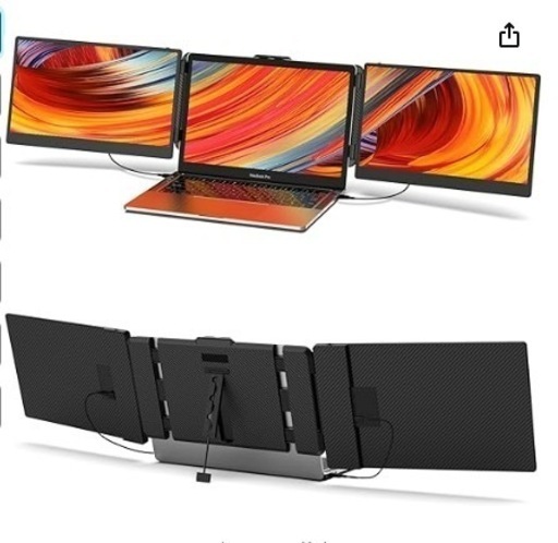 モバイルモニター トリプルポータブルモニター 14インチ ノートパソコン用 薄型デザイン 1080P 300nits 178°IPSパネル 全機能USB-Cポート必要 ノートパソコンサイズ13''-17.3''に対応 180°回転可能 折りたたみ Windows/macOS/Linuxに対応