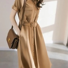 サファリワンピース キャメル 半袖 新品の画像