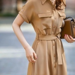 サファリワンピース キャメル 半袖 新品の画像