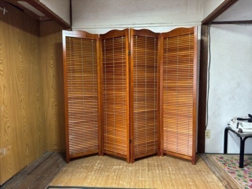 おしゃれ木製 ４連間仕切り 衝立 屏風