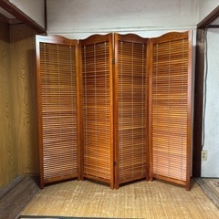 おしゃれ木製 ４連間仕切り 衝立 屏風 