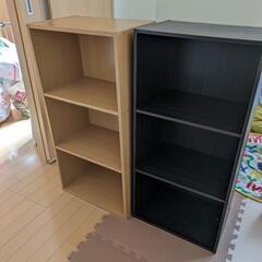 ３段ラック　木製　本棚　ブラウン　ライトブラウン