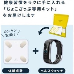 チョコザップ　スターターキット×2（体重計＋スマートウォッチ）＋夏キット（ハンディファン＋トートバッグ＋タオルセット）の画像