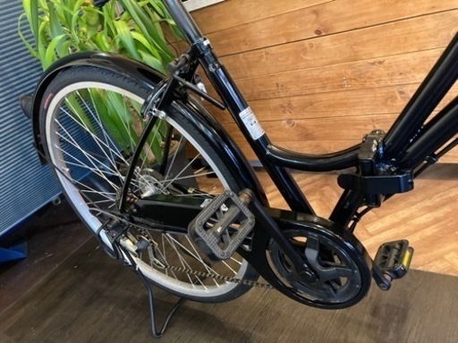 【後輪タイヤ・後輪チューブ新品！】LEDオートライト　6段変速　折りたたみ26インチ自転車　ブラック