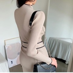 【新品】レディース ニットワンピース ワンピース ドレス セーター 長袖ワンピース タイトワンピース ロングワンピース 春 秋 ファッション シンプル エレガント パーティー デート 通勤 日常服の画像