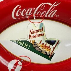 CocaCola ラウンド トレイ カウボーイ イエローラベル 2枚セット ブリキ プレート コカコーラ 現状品 札幌市白石区 白石店 の画像