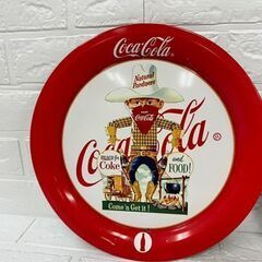 CocaCola ラウンド トレイ カウボーイ イエローラベル 2枚セット ブリキ プレート コカコーラ 現状品 札幌市白石区 白石店 の画像