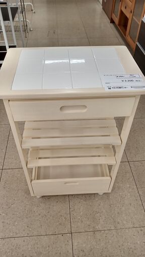 ★ジモティ割あり★  キッチンカート クリーム H83.5×D36.5×W55 クリーニング済み TJ2392