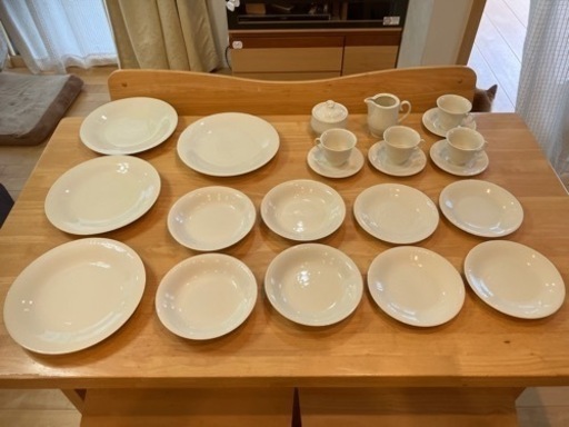 新品未使用　ダイニングセット23点　中国福建省　白玉天　骨董