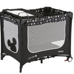 値下げ中　【美品！】KATOJI ポータブルベビーベッド ポータブルベビーベッド おむつ替えテーブル付（グレー