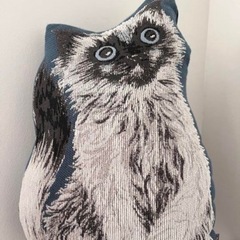 francfranc フランフラン ねこ ジャカード ベロア ベルベット クッション ネイビーの画像