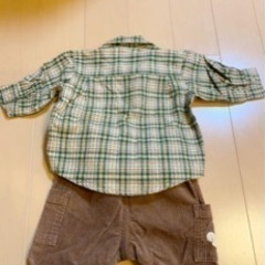 OSHKOSH シャツ　ズボンセット　60センチ チェック柄の画像