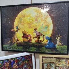パズル ディズニー プーさん ジグソーパズル 完成品 額縁 フレーム付  4枚 の画像