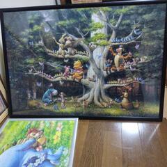 パズル ディズニー プーさん ジグソーパズル 完成品 額縁 フレーム付  4枚 の画像