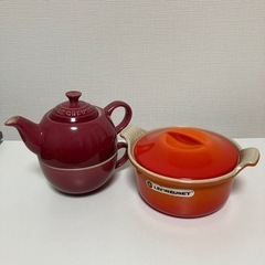 【値引しました】ル・クルーゼ  ティーセット＆14cmラウンドキ...