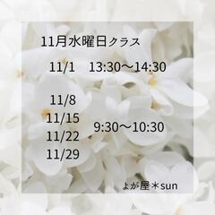 11月　浜松市水曜日ヨガ予約スタートです