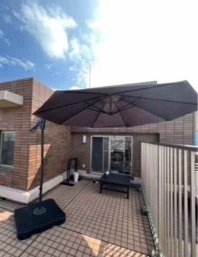 LOWYA 吊り上げ式 ガーデンパラソル 日除け ブラウン+ブラック