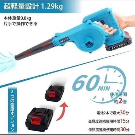 ブロワー 新品未使用　充電式　集塵　21V コードレス 2000mAhバッテリー2個 洗車 掃除機 落ち葉掃除 楽天市場】ブロワー 充電式 21V 落ち葉掃除 洗車用 1台2役 コードレス 
