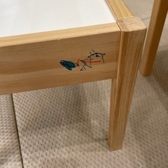 IKEA 子ども用テーブル チェア2脚付, ホワイト/パイン材の画像