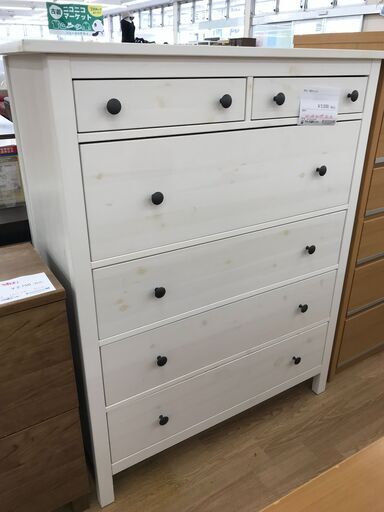 ★ジモティ割あり★ IKEA ５段チェスト ホワイト H130×W99×D50 クリーニング済み KJ3304