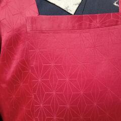 【値下】雨コート　赤　麻の葉模様の画像