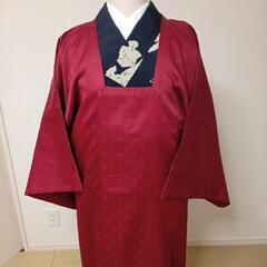 【値下】雨コート　赤　麻の葉模様