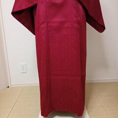 【値下】雨コート　赤　麻の葉模様の画像