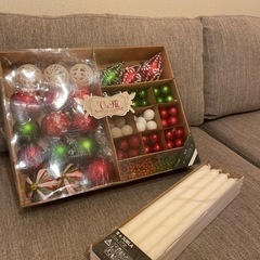 クリスマス　オーナメント＆ロウソクの画像