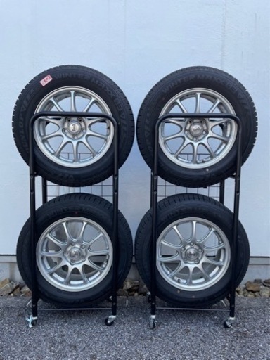 お取り引き終了しました　1シーズン使用のスタッドレスタイヤ　195/65R15 4本　アルミホイール　ラック付き　値引き交渉OK