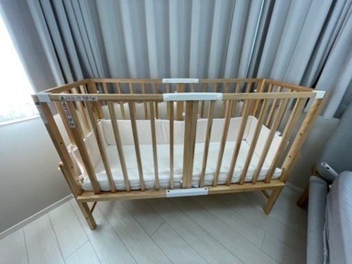 【取りに来てくれる方限定】そいねーるⅢ  ベビーベッド　布団セット&ベッドガード付き