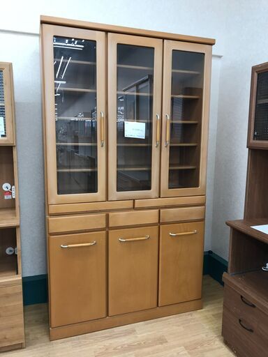 ★ジモティ割あり★  食器棚 ナチュラル H206×W115×D51 クリーニング済み KJ3321