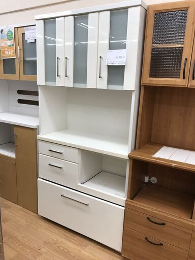 ★ジモティ割あり★  食器棚 白 H180×W88×D40 クリーニング済み KJ3322