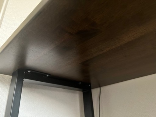 【美品】かなでもの デスク ダークブラウン天板×アイアンレッグ（ブラック） 140×60