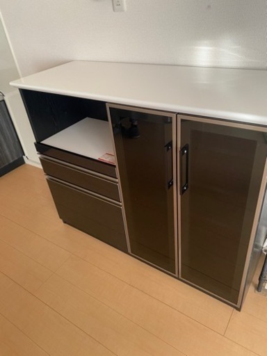 食器棚　古賀家具カウンターゼブラBK キッチンボード　美品