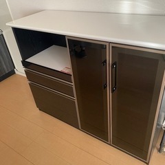 食器棚　古賀家具カウンターゼブラBK キッチンボード　美品