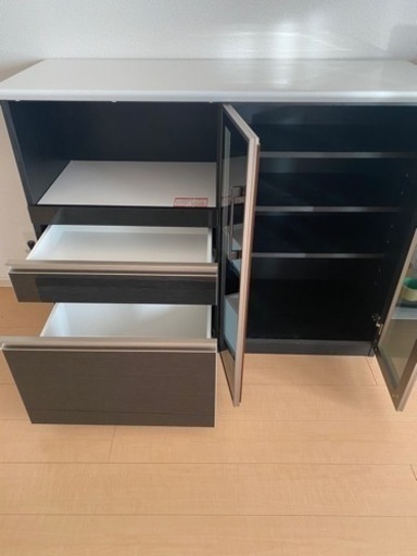 食器棚　古賀家具カウンターゼブラBK キッチンボード　美品