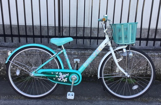 ＜整備済・美品車＞ブリヂストン・24インチ・女の子向け・子供用自転車 変速なし・鍵付き 水色・お掃除済みですぐ乗れます♪