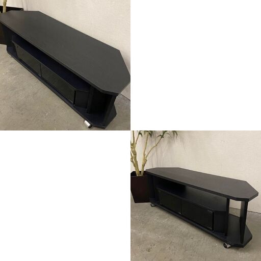 14390 キャスター付コーナーテレビ台 ガラス扉 ◇大阪市内・東大阪市他