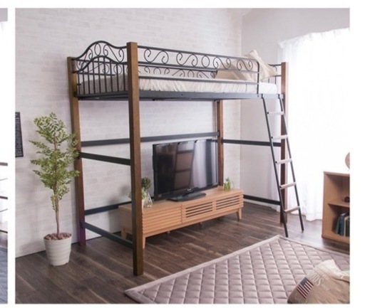 ロフトベッド ブラウン×ブラック