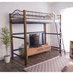 ロフトベッド ブラウン×ブラック