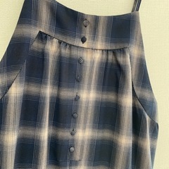 BEAMS HEART ネイビー チェックロングワンピースの画像