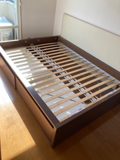 【10月末まで】IKEA ダブルベッドフレーム　マルム　収納付き