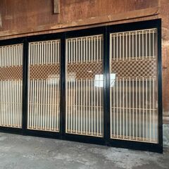 組子書院欄間　七宝の和柄木工細工　昭和レトロの建具 4枚の画像