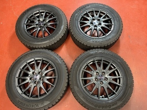 195/65R15 ヒゲあり2019年ヨコハマIG50+プリウスなどにスタッドレス　15×6j   +43  100×5　取りにお越しくださる方に　桜花自動車