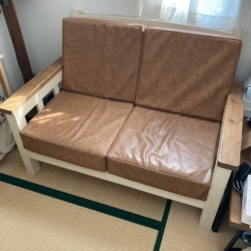 キャンドール　二人掛けソファ、オットマン付き