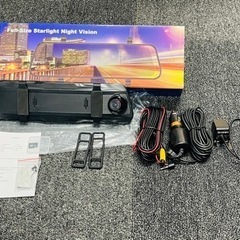 【新品】ドライブレコーダー ミラー型日本語 前後カメラ 1200万画素 10インチ 赤外線暗視 衝撃録画 録音機能 32Gカード 付きの画像