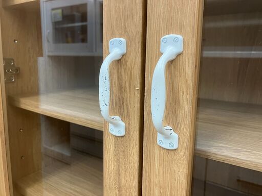 【値下げしました!!】CARO キャビネット 2面 食器棚 北欧風 引き出しがタイル調 No.211● キッチンラック キッチンボード キッチン収納※現金、クレジット、ぺイペイ、スマホ決済対応※